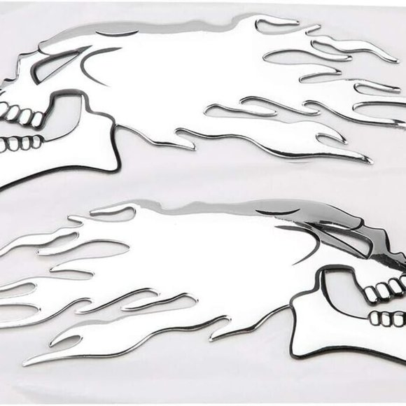 Harley look flaming Skull Head Auto Motorcycle Mancave Decal - Picture 1 of 2
